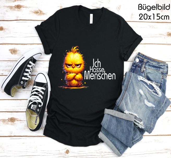 Bügelbild Vogel Küken Ich Hasse Menschen