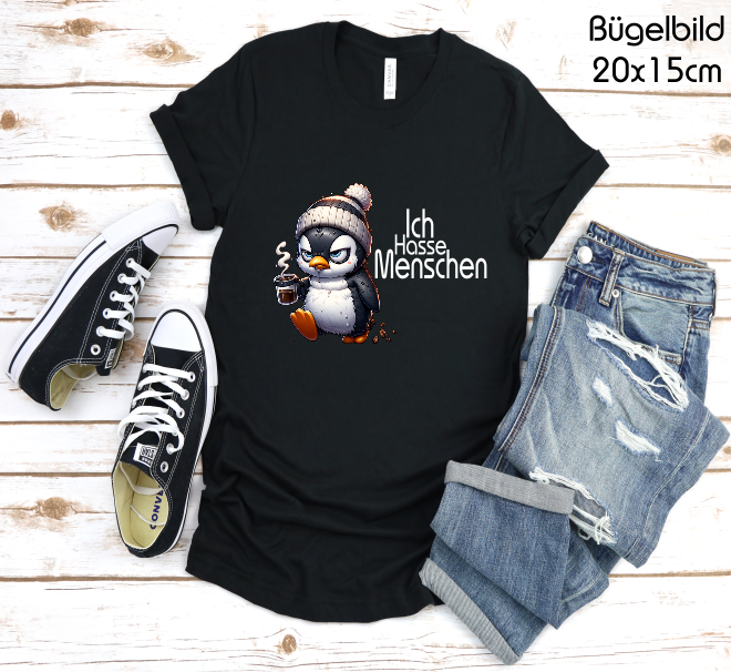 Bügelbild Pinguin Ich Hasse Menschen