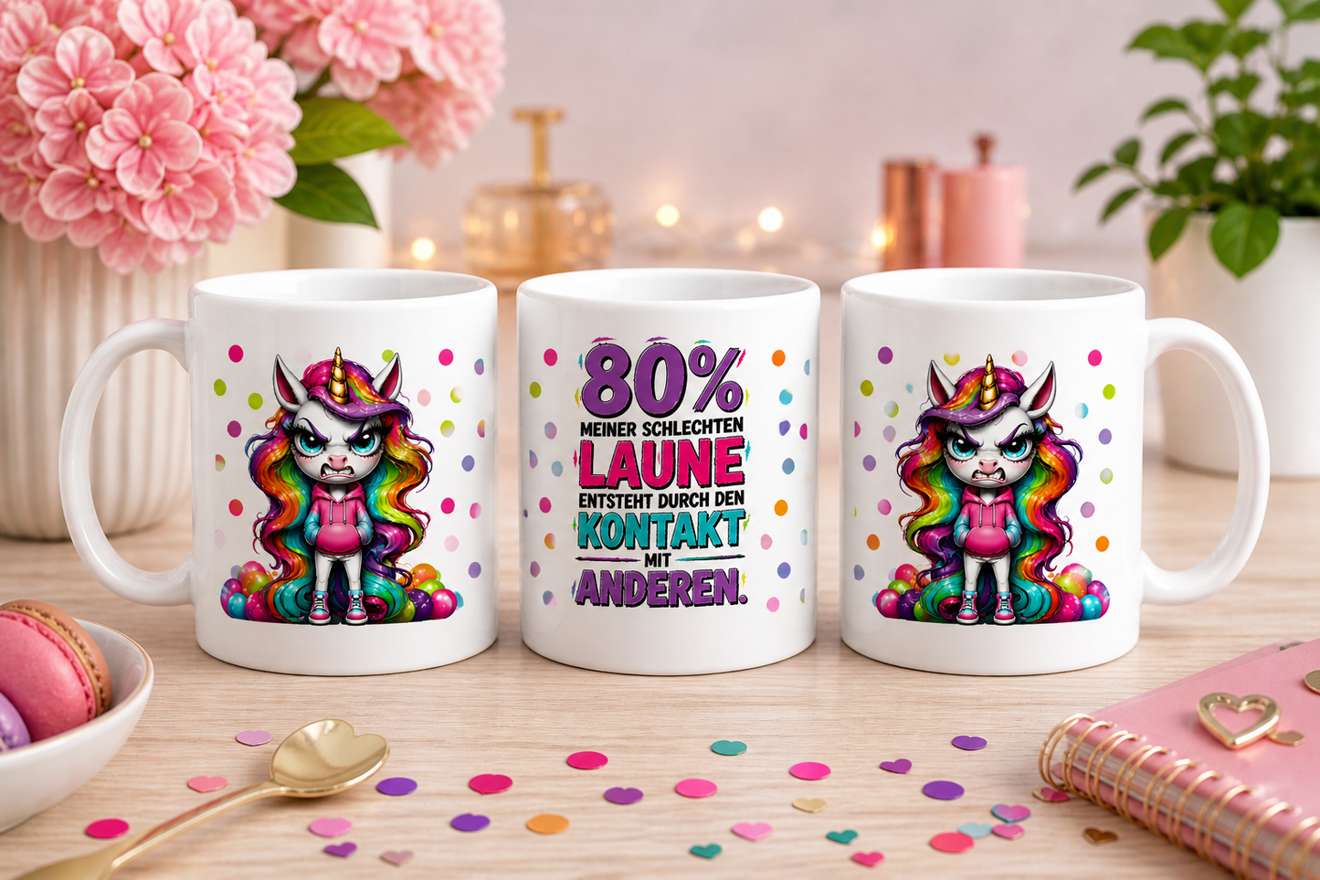 Kaffeetasse Einhorn schlechte Laune, Spruch Motiv 149