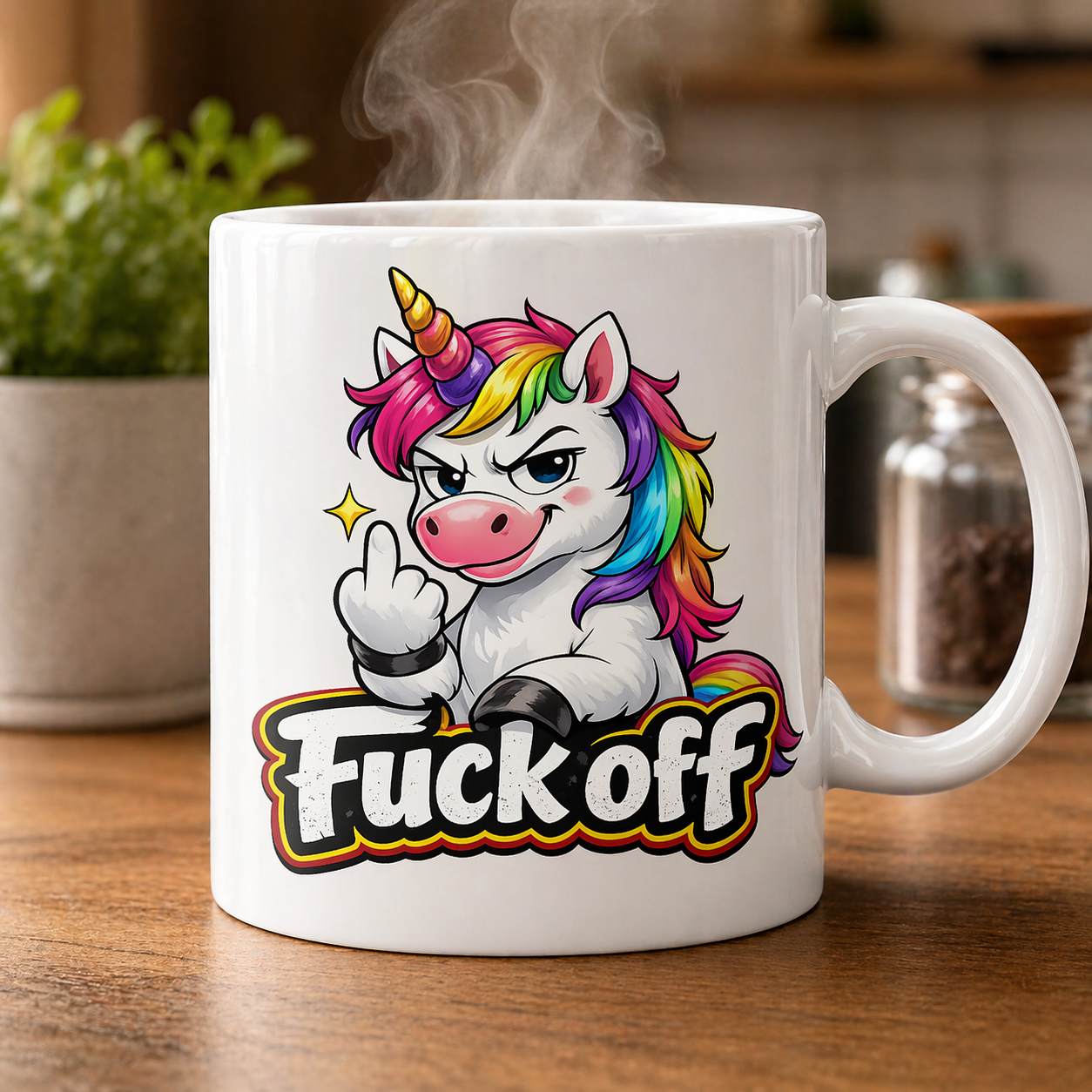 Kaffeetasse Einhorn fuck off Spruch Motiv 144