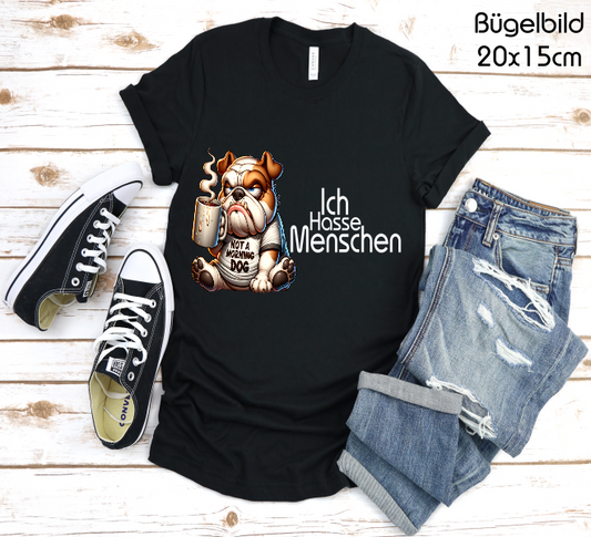 Bügelbild Hund Ich Hasse Menschen