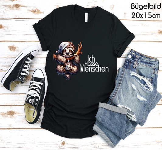 Bügelbild Faultier Ich Hasse Menschen