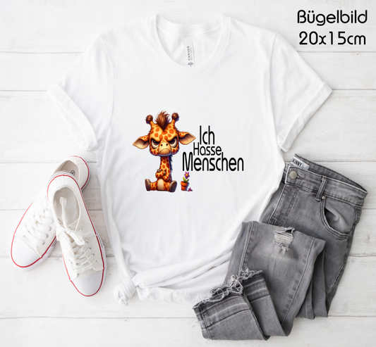 Bügelbild Giraffe Ich Hasse Menschen