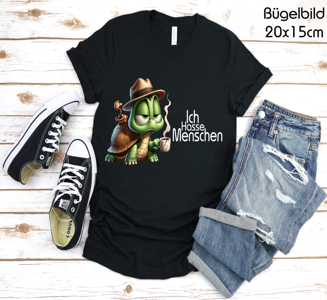 Bügelbild Schildkröte  Ich Hasse Menschen