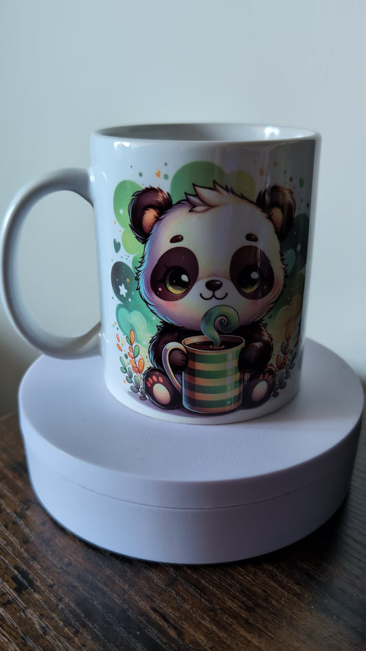 Kaffeetasse Panda 🐼 Kaffee zuerst und dann lächeln Spruch Motiv 124