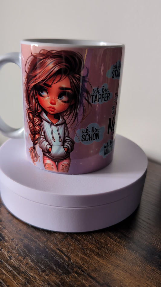 Kaffeetasse Mädchen jeder Tag ist ein Neuanfang Motivation Spruch Motiv 114