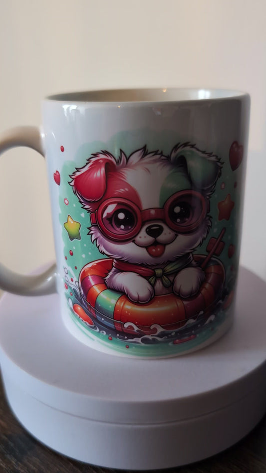 Kaffeetasse schwimmen macht Spaß Hund Spruch Motiv 131