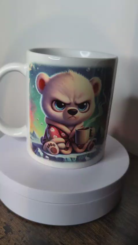 Kaffeetasse Eisbär guten Morgen ganz dünnes Eis Spruch Motiv 96